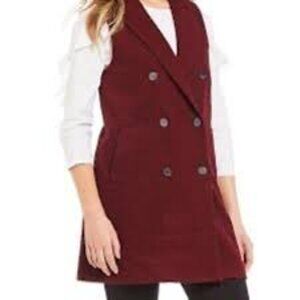 J McLaughlin Nova Burgundy Double Breasted Long Vest Sz SMALL